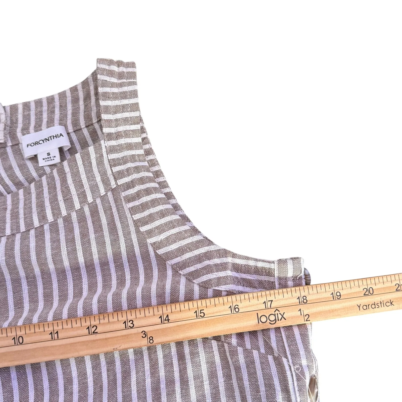 FOR CYNTHIA Striped Dress‎ Size S Linen Blend Minimalist Coastal Resortwear - Image 13