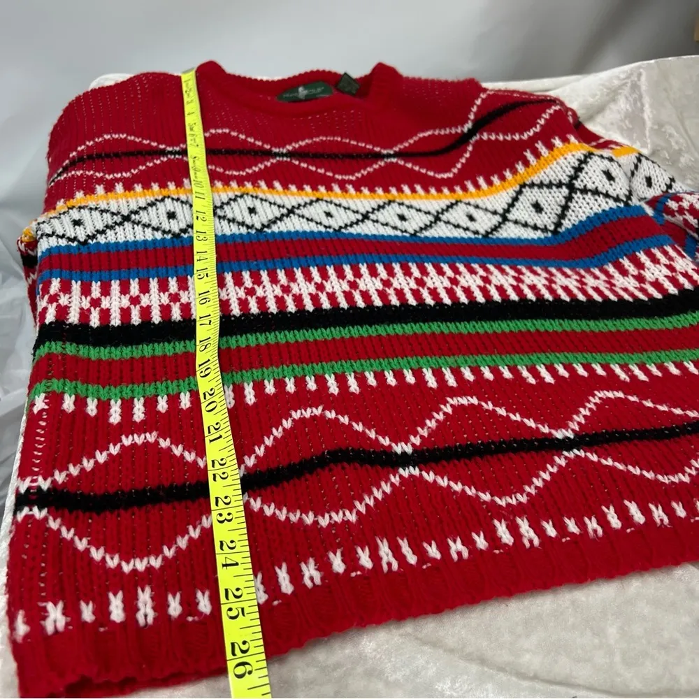 Vintage large JCPenney Hunt Club Chunky Knit vibrant color sweater Red - Image 10