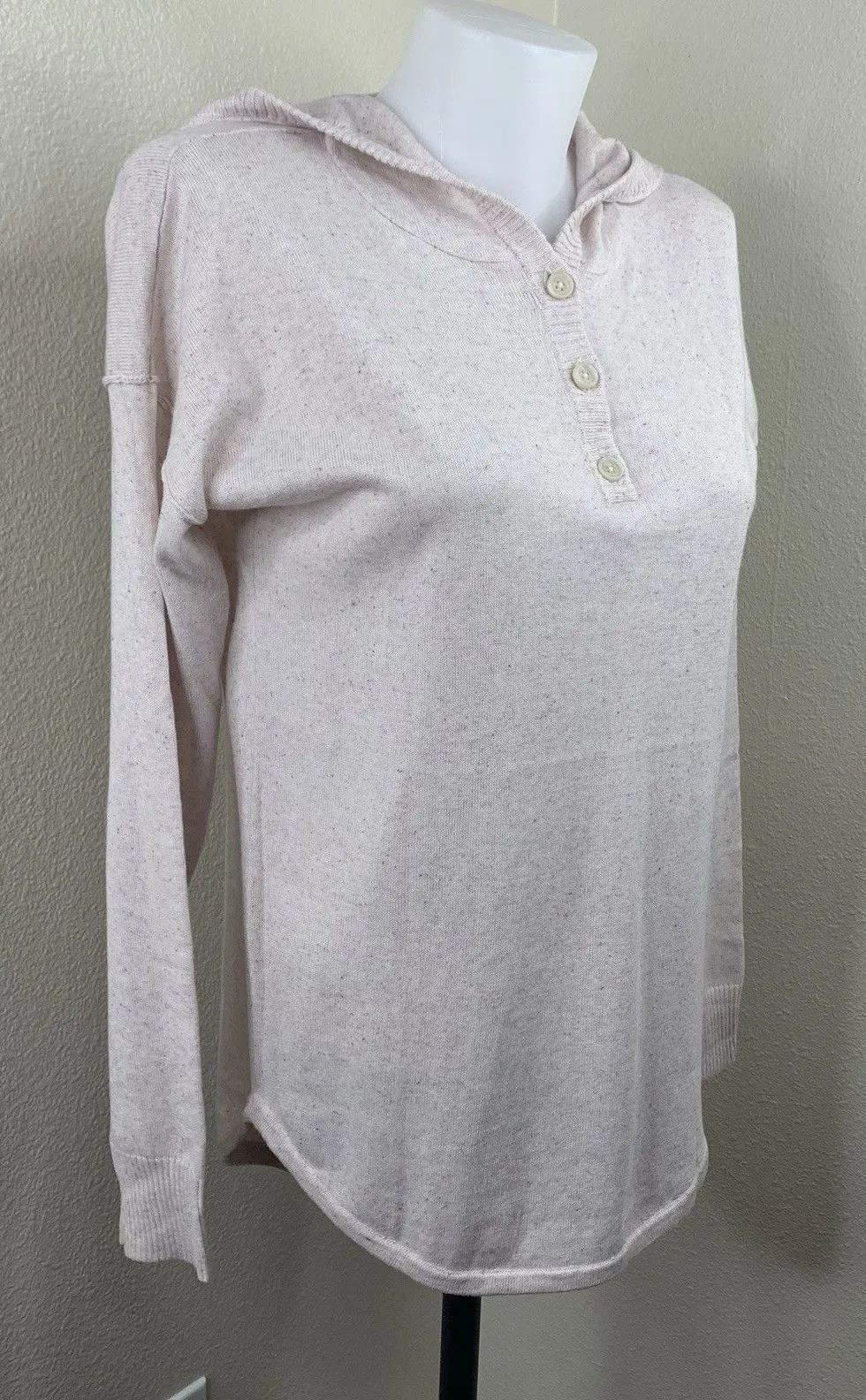 Smartwool Henley Lt Pink Long Sleeve Hooded Top Women’s Sz S Merino Wool Blend - Image 2