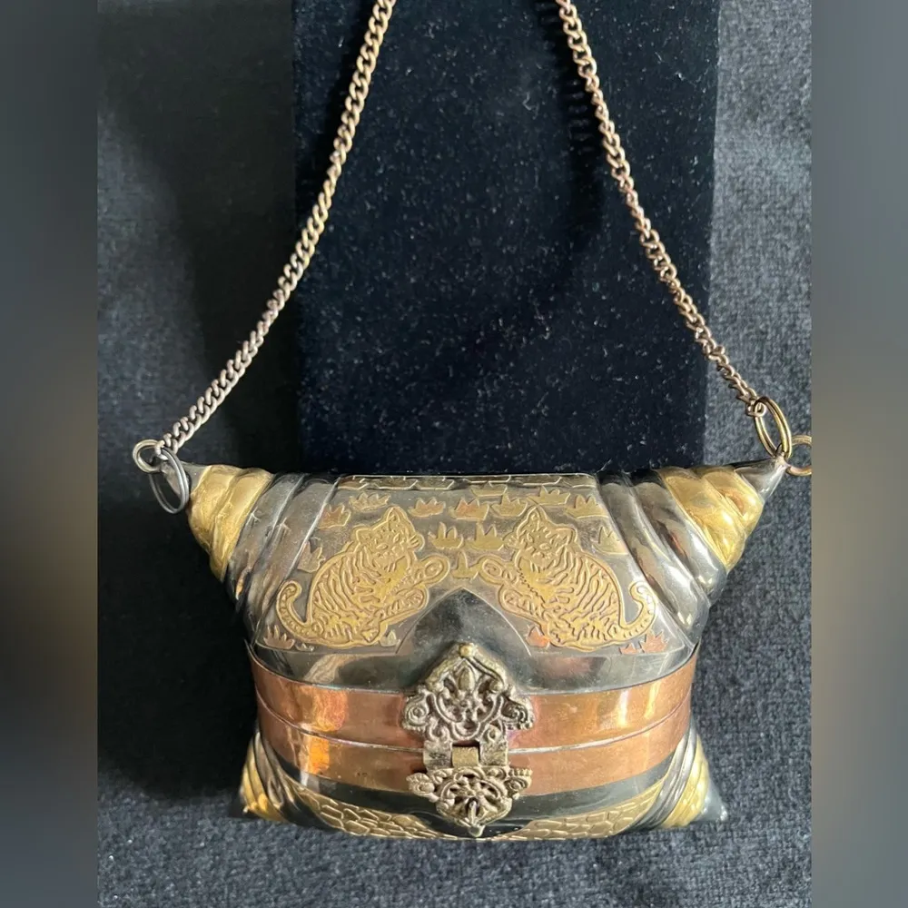 Vintage Art Nouveau Deco Pillow/Wedding Purse (Copper, Brass, Pewter) Gold - Image 6