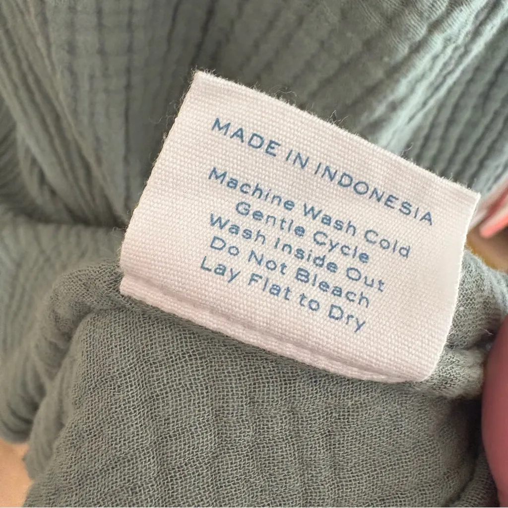 ALICE WALK The Organic Cotton Gauze Puff Sleeve
Dress Triple Gauze In Sage Sz Lg Green - Image 9