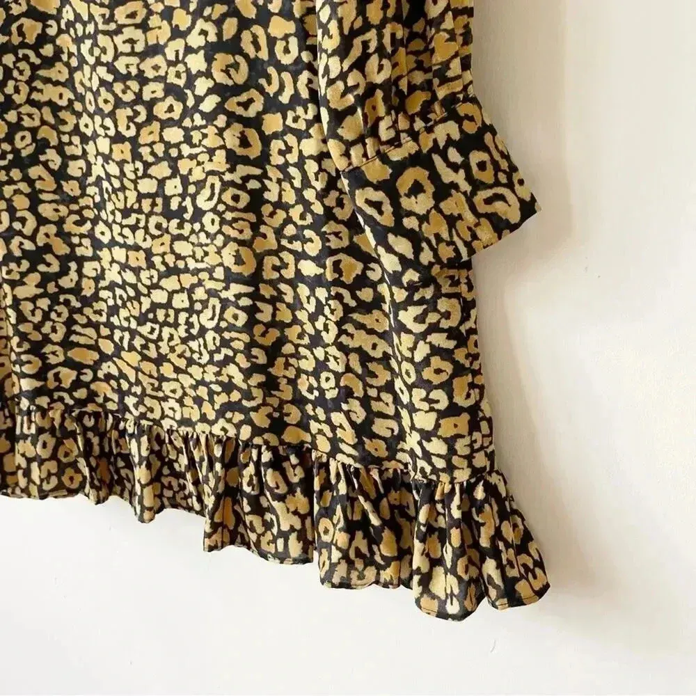 Who What Wear Target Leopard Chiffon Ruffle Dress Size Medium EUC - Image 9