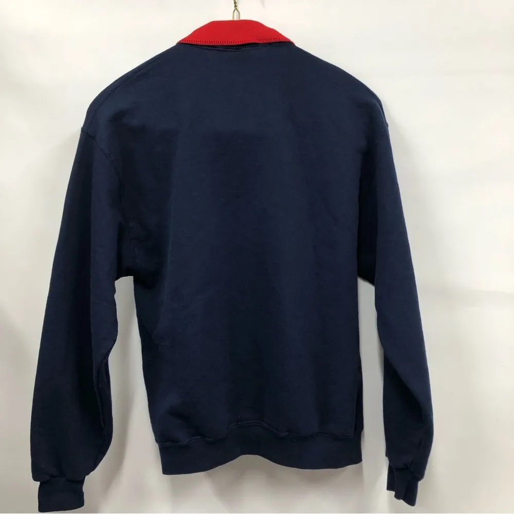 Vintage Jerzees 1990's cardinal theme collared quarter zip long sleeve sweater L - Image 2