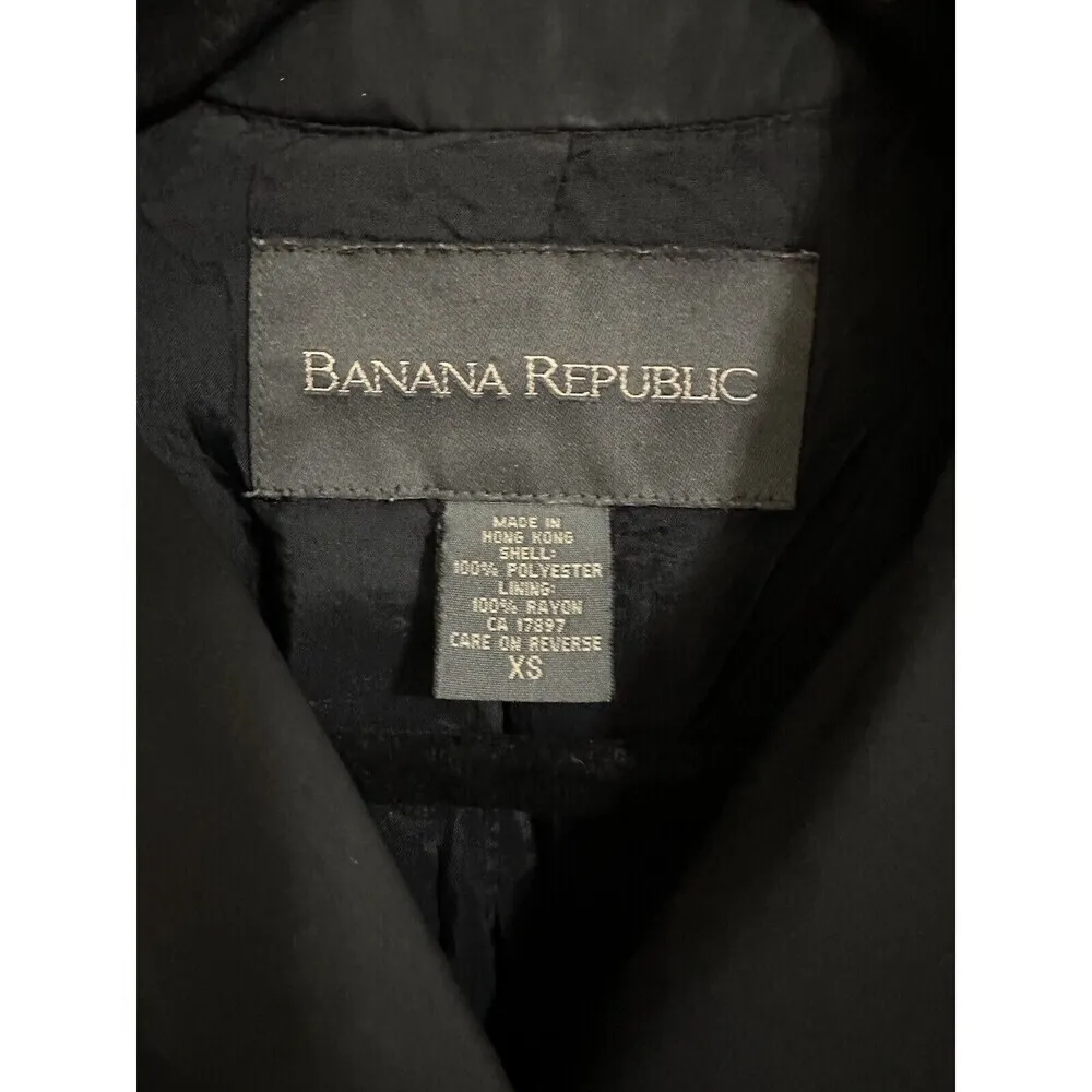 Banana Republic Pea Coat Rain Jacket Size XS Womens Black Long Sleeve Collated - Image 3