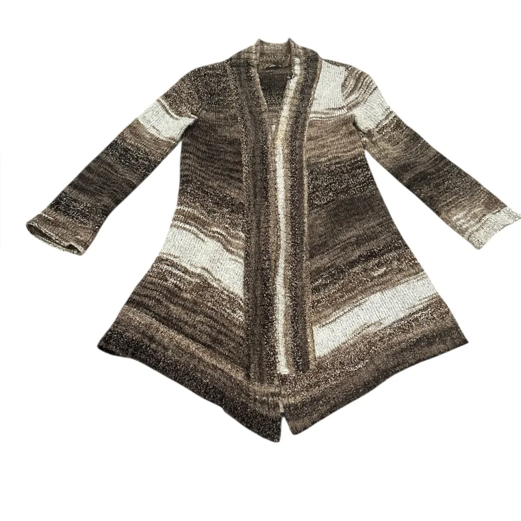 PrAna Rhonda Open Front Duster Cardigan in Espresso Coast Block Stripes XL - Image 3