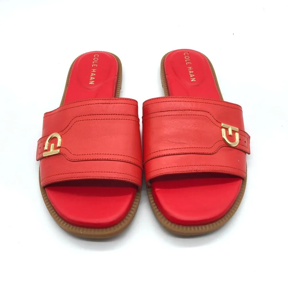 Cole Haan Womens Charlotte Grand 360 Red Leather Slide Sandals Size 5 - Image 2