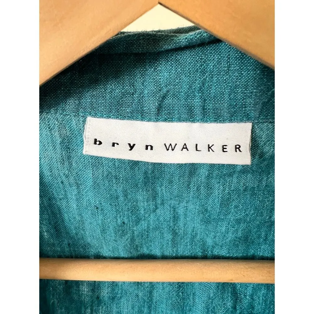 Bryn Walker Blue Women's Blouse Vest 100% Turquoise Open Waterfall Small - Image 2