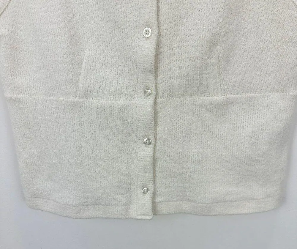 Madewell Split Crewneck Cardigan Tank Lighthouse Beige Knit Vest Medium NWT - Image 8