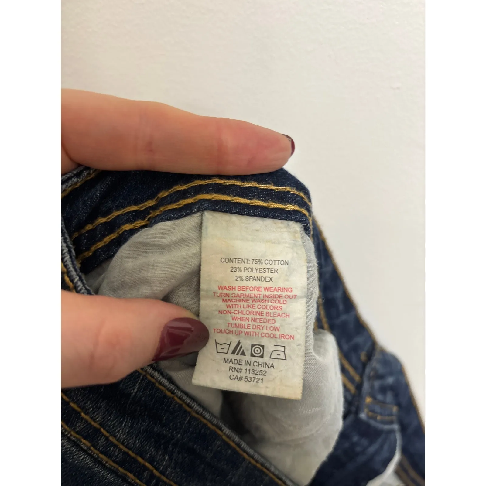 Apple Bottoms Jeans Womens 13/14 Dark Wash Blue Bootcut Distressed Low Rise Y2K - Image 13