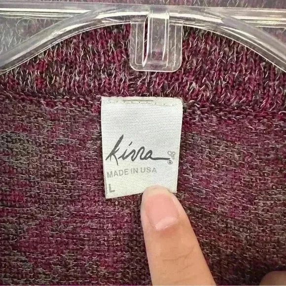 Kirra Purple Open Front Cardigan Sweater Size Large Long Cuffed Sleeve Pockets - Image 4