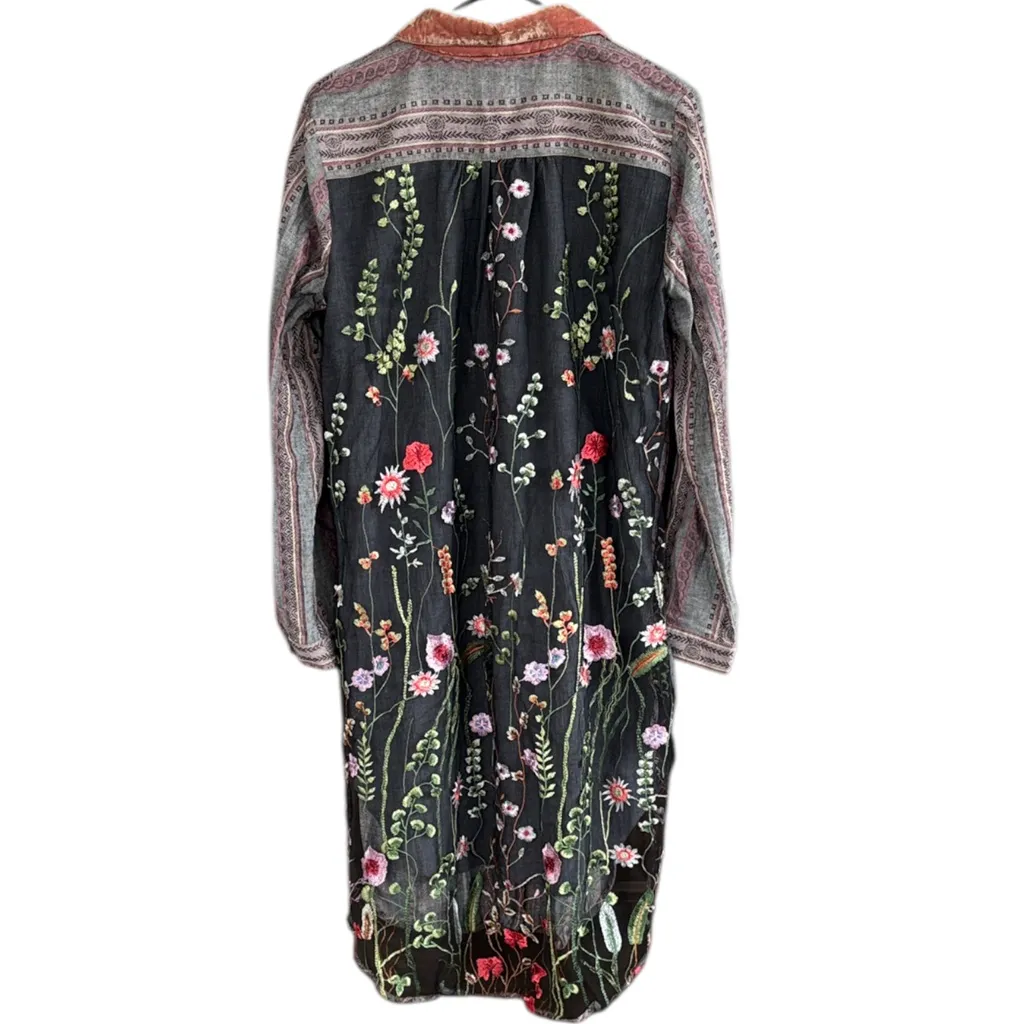 EUC Anthropologie Aratta silent Journey Mixed Fabric Shirt Dress Size Large - Image 2