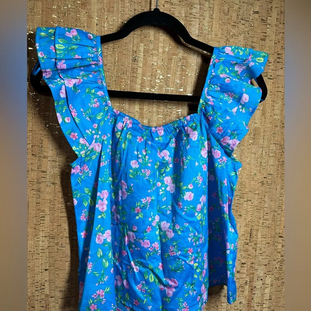 Blue floral top - Image 3