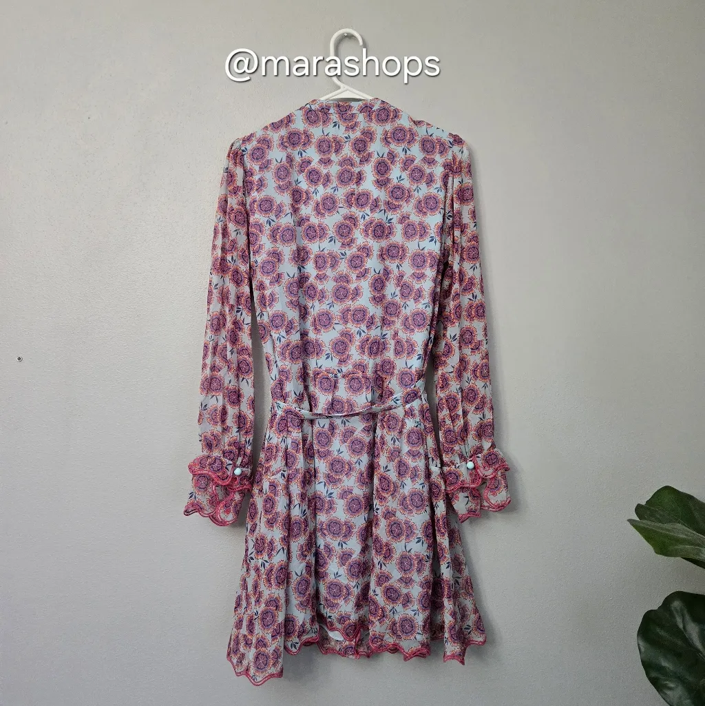 Saloni Tilly Dragonfruit Ruffle Eyelet Dress Pink Size 10 - Image 8