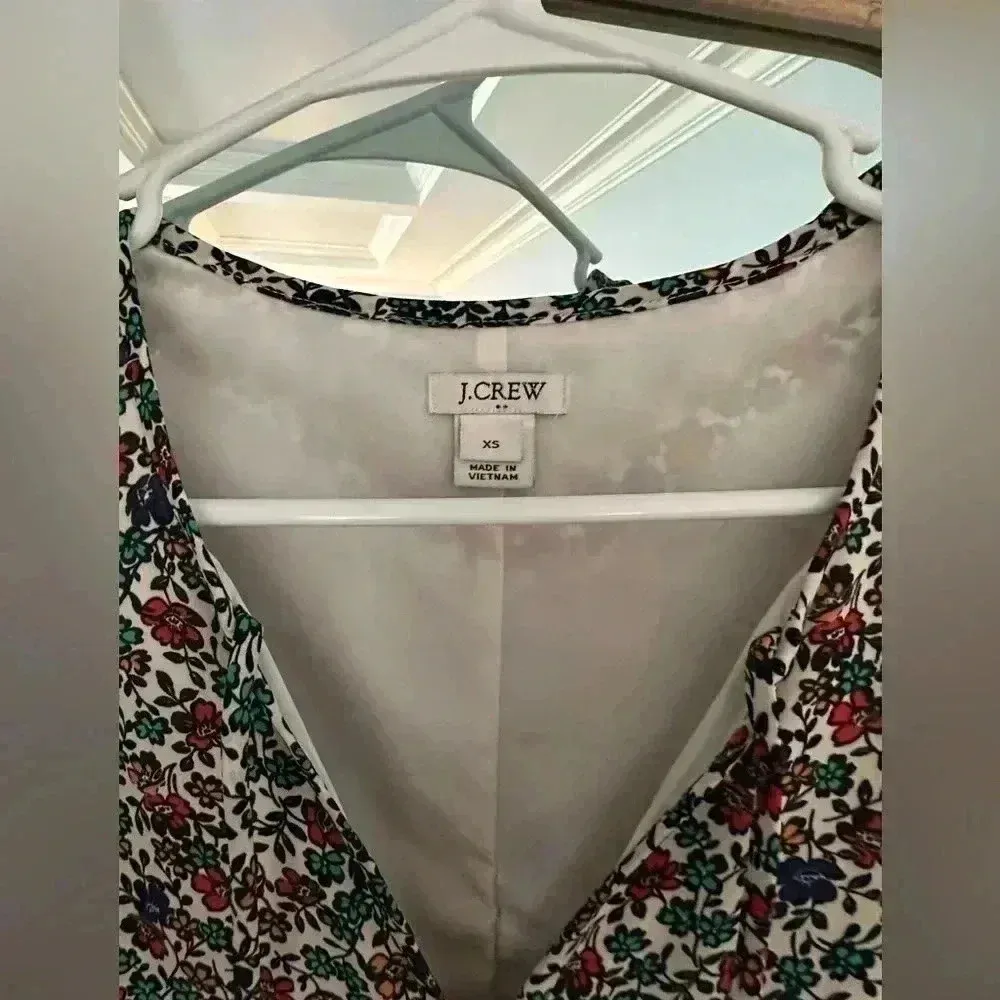 J. Crew Factory Relaxed Fiery Sunset Floral Print Shift Dress Flounce Hem XS - Image 2