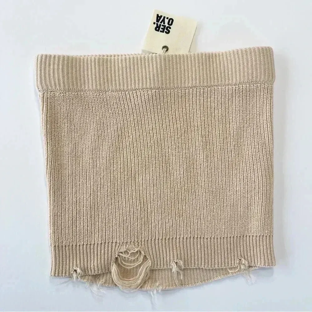 SER.O.YA Retrofête Alora Ribbed Knit Mini Skirt Cappuccino XS NWT - Image 8