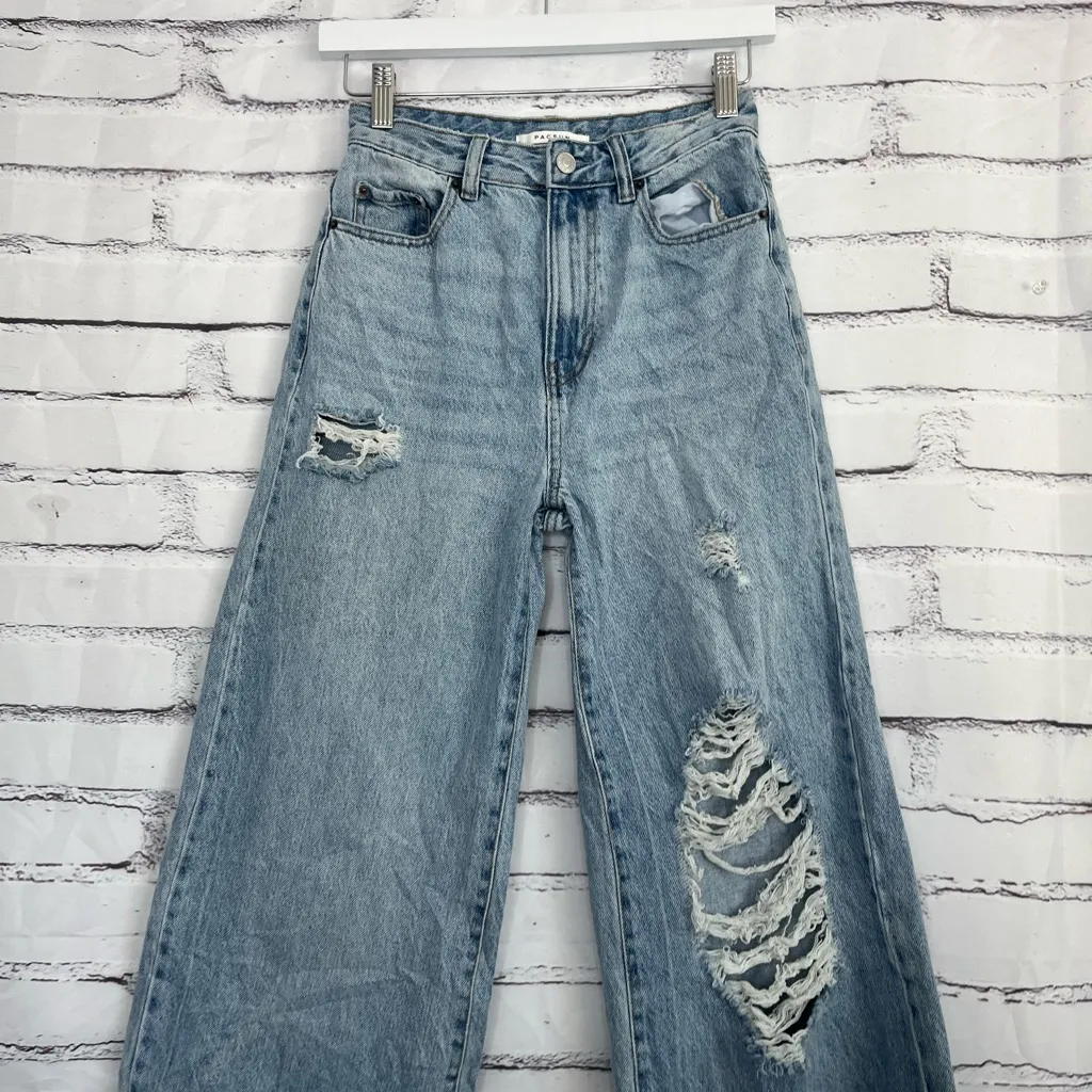 Vintage PacSun Puddle Wide Leg Jeans Women’s 24 Distressed High Rise Y2K Denim - Image 6