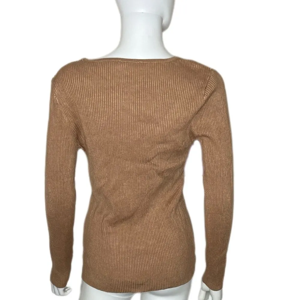 INC International Concepts Women's Heather Ginger Teardrop Cutout Sweater sz L - Image 4