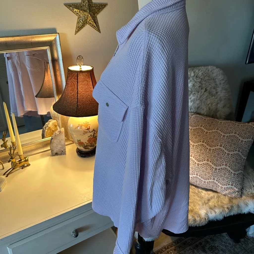 Aerie lumber Jane lilac oversized button down cotton comfy casual shirt XL - Image 7