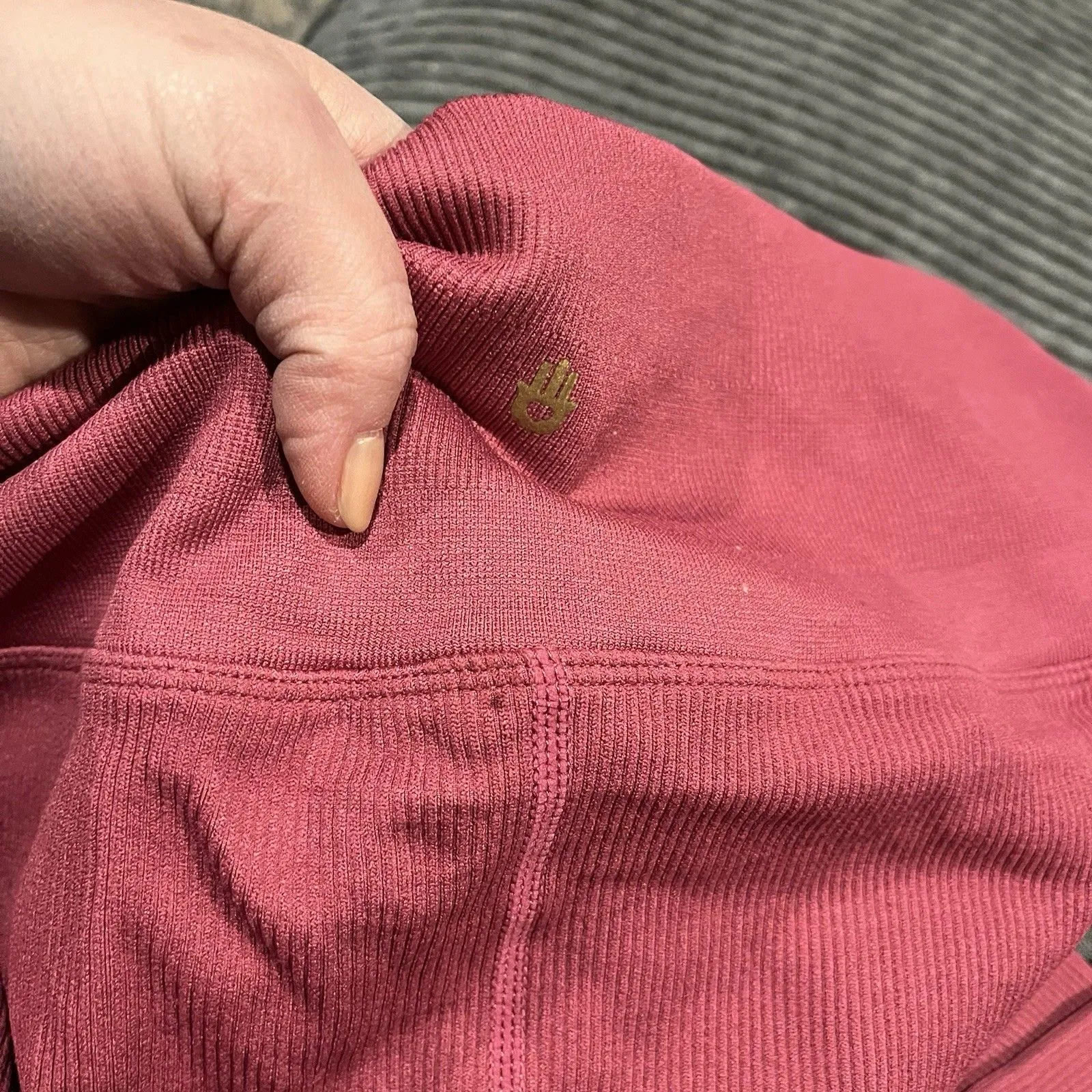 Spiritual Gangster Women's Pink Ribbed Leggings Size M/L Stick Waist EUC - Image 3