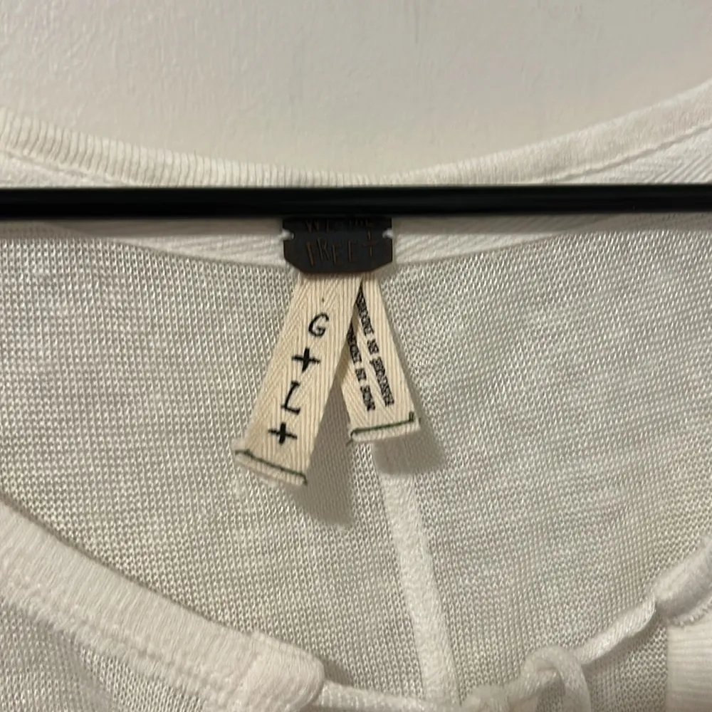 Free People Affogato Hacci Linen Blend Top Size Large Beachy Boho - Image 3