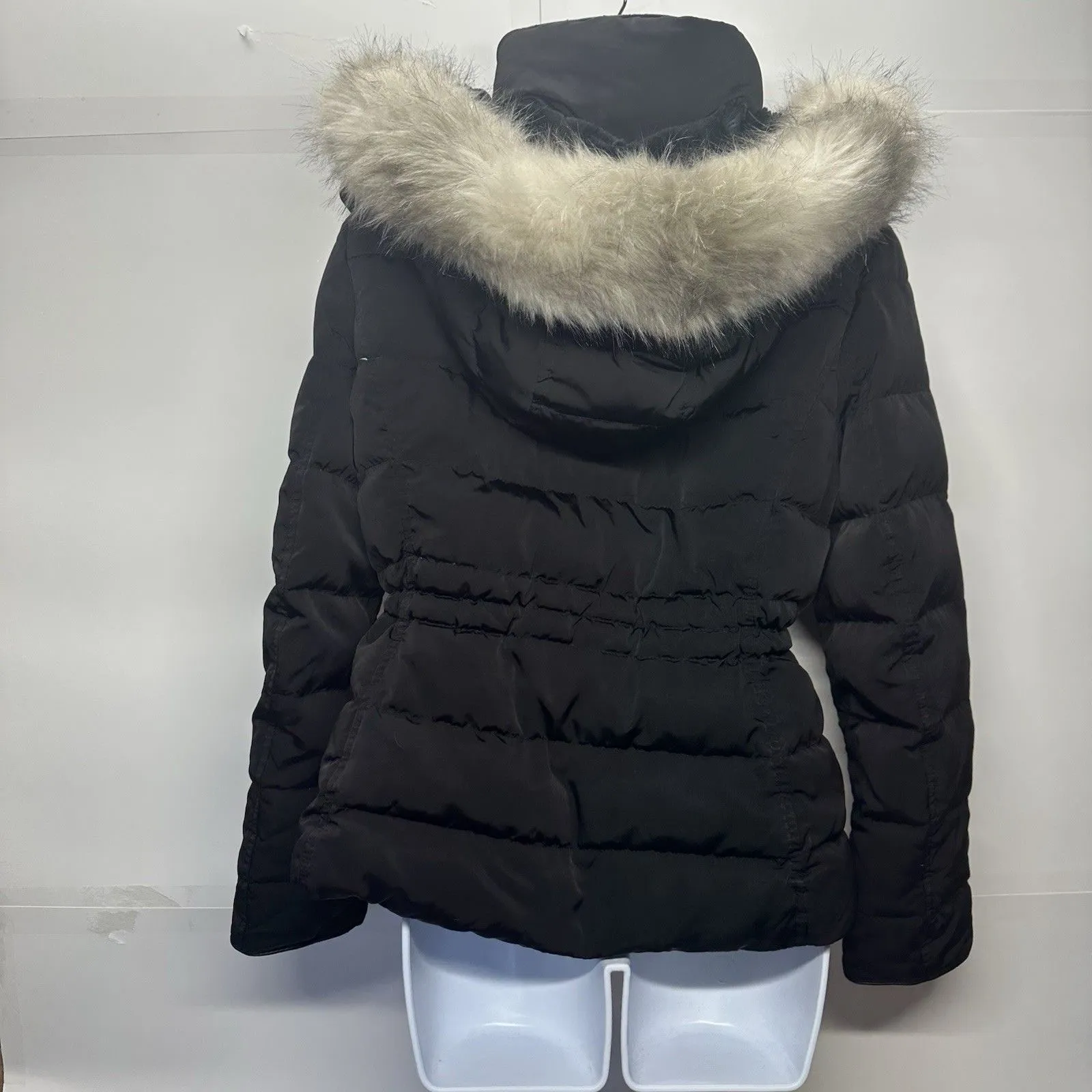 Zara Woman Black Down Puffer Jacket  Polyester Womans LARGE Fleece Lining - Image 15