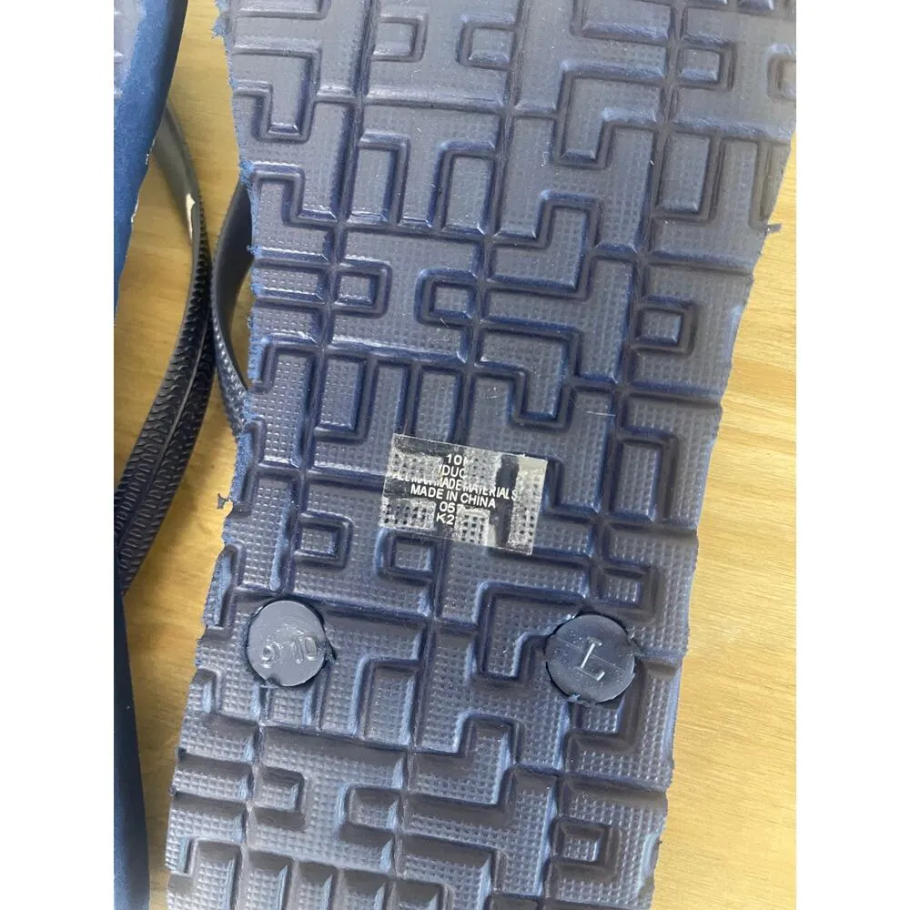 Tommy Hilfiger Blue & White Floral Classic Rubber Thong Flip Flop Womens 10 - Image 4