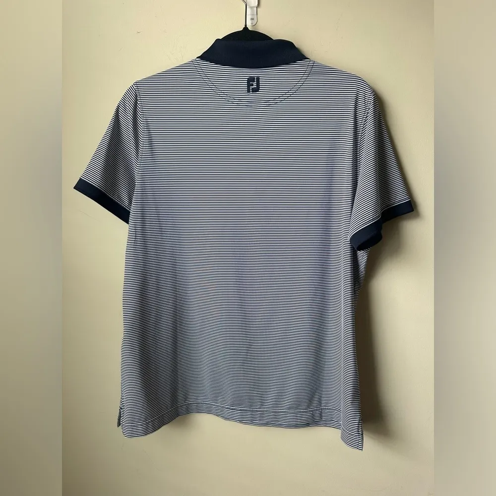 FootJoy NBC Golf Polo Women's Size L Dark Blue White Stripe Short Sleeve Shirt - Image 7