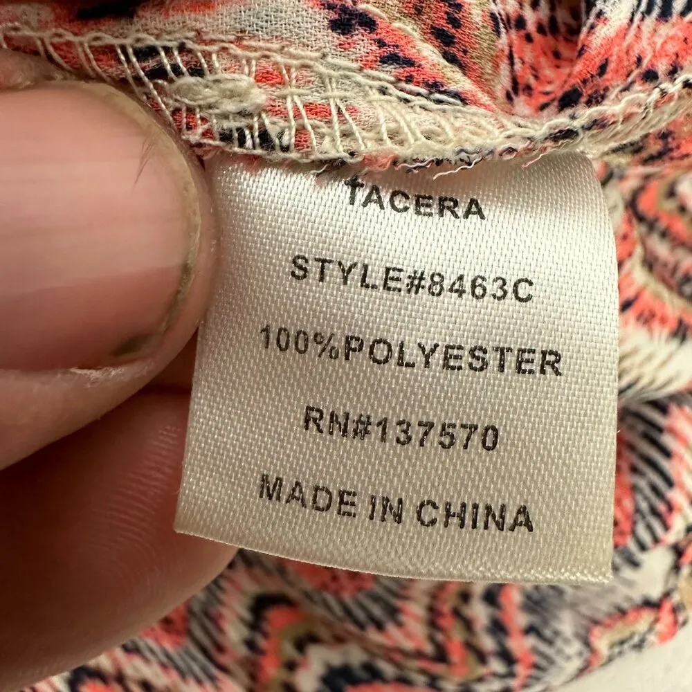 Tacera Women's Off-Shoulder Zigzag Pattern Top XL 100% Polyester Red & Blue - Image 6