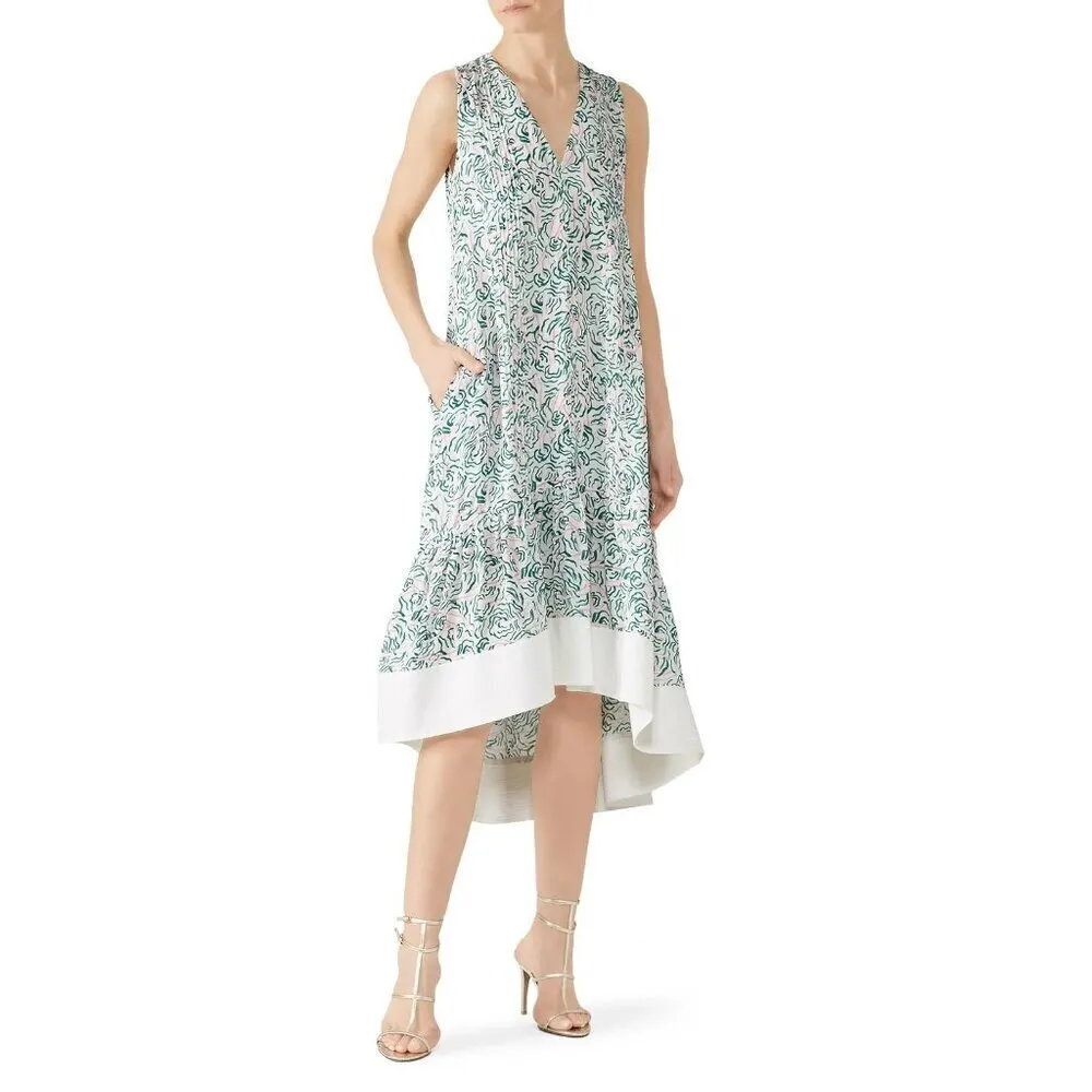 3.1 Phillip Lim Stitched Hem High Low Dress in Green 0 Womens midi - Image 13