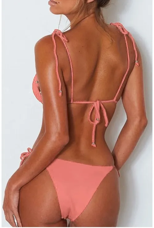 Camel Ribbed Bikini set Tan Size XL - Image 3