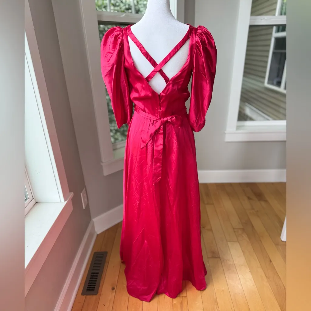 Vintage Dark Pink Satin Formal Prom Gown Dress Size Small or Medium - Image 15