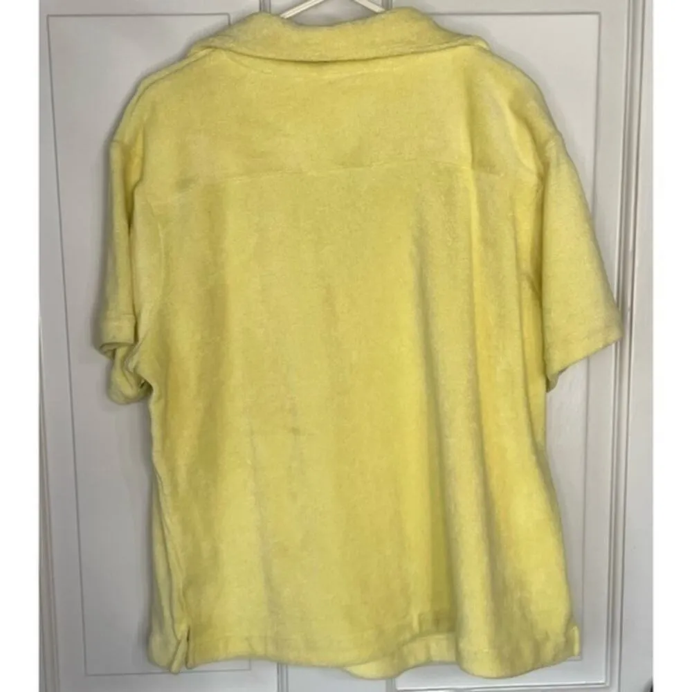 Frankie’s Bikinis Coco Buttercup Yellow French Terry Button Up Shirt Large NWT - Image 4