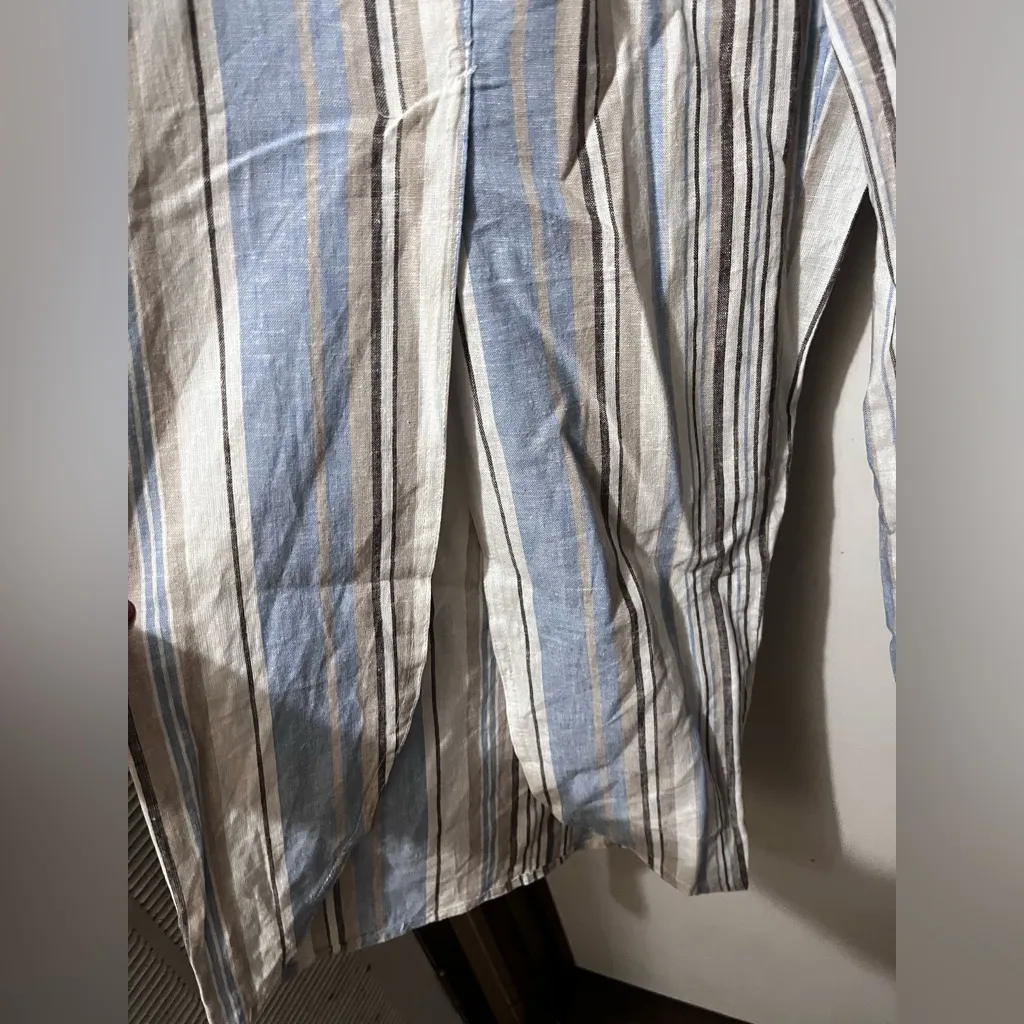 Chic Striped Maxi Pants in Blue and White Size L - Image 5