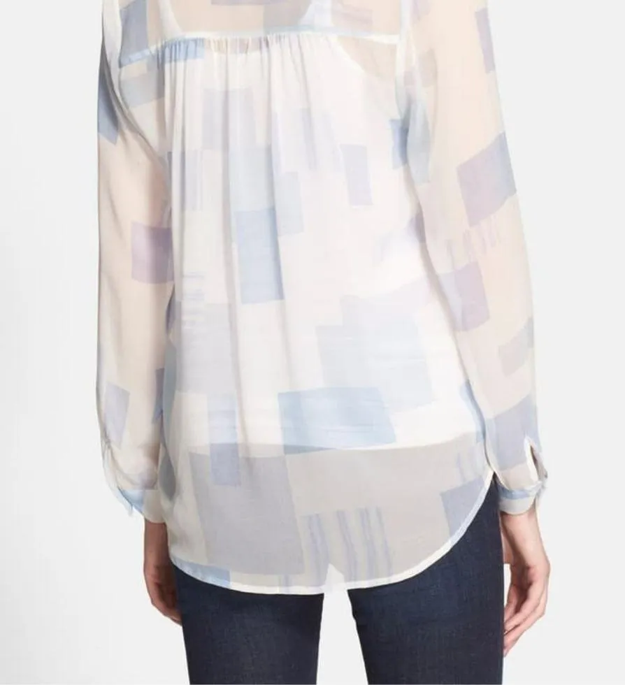 Joie Gudelia B' Color Block Sheer Silk Shi… - Image 5