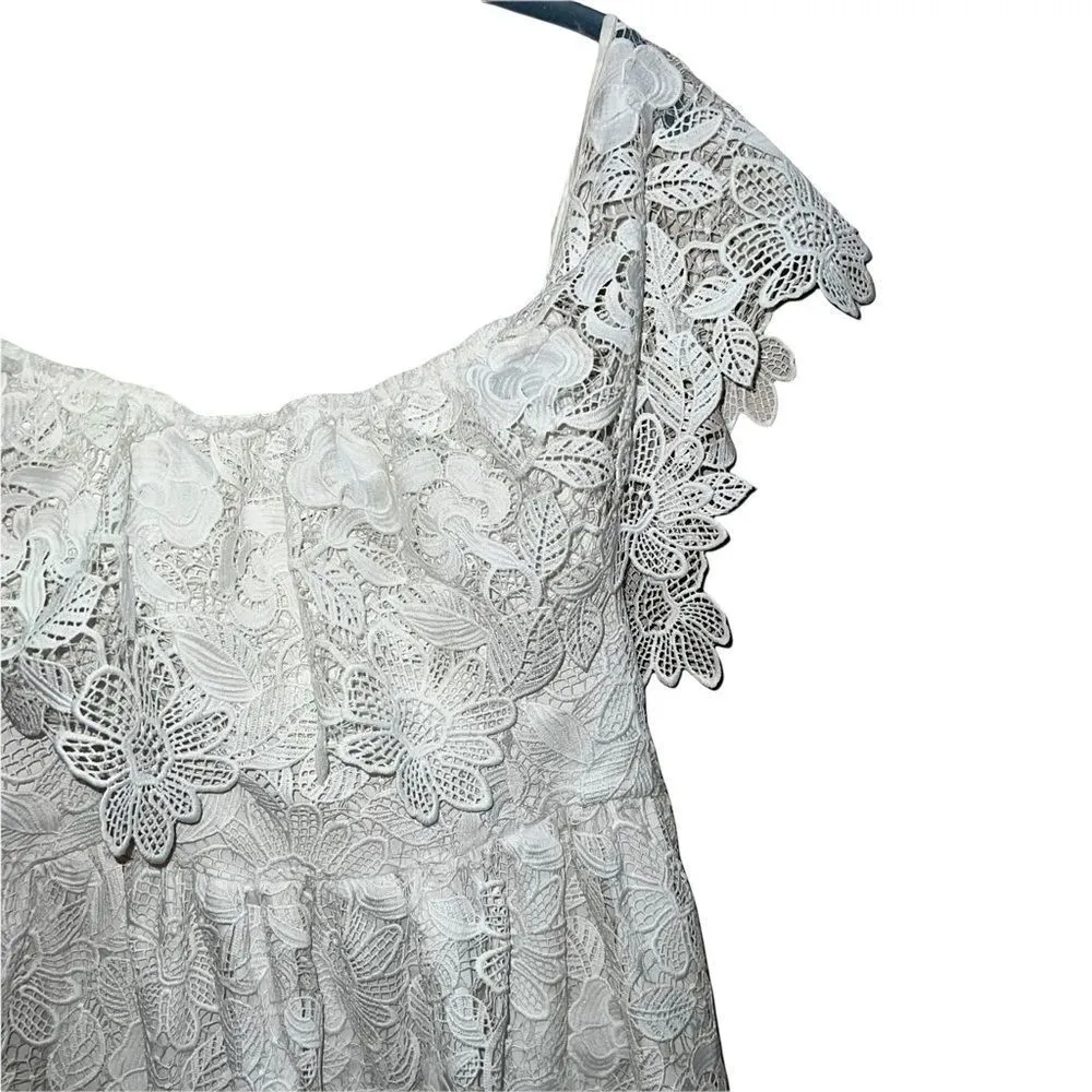 Lovers + Friends Dream Vacay White Floral Lace Mini Dress M - Image 6