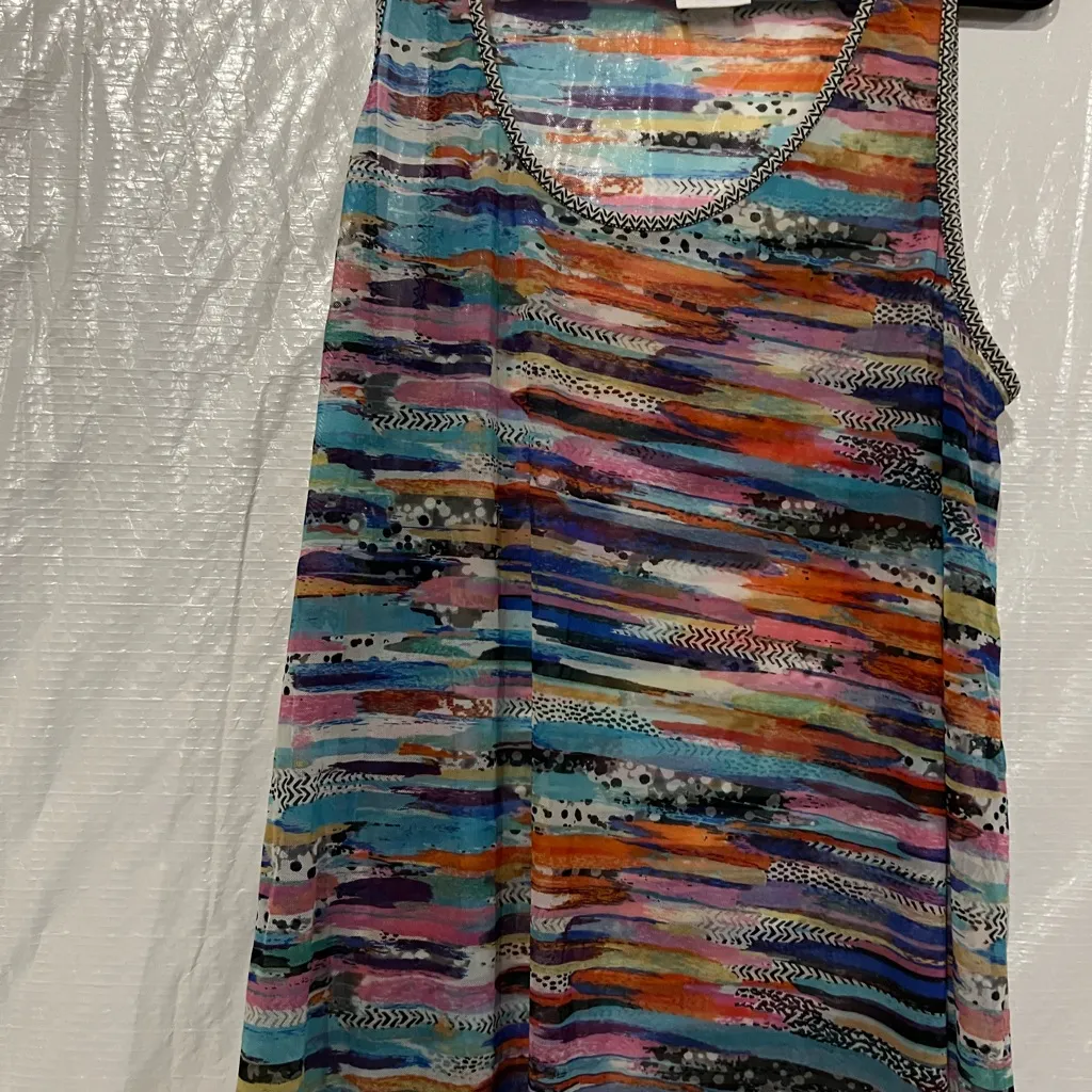 Profile by Gottex Multicolor Mesh Swimdress Size Medium Blue - Image 2