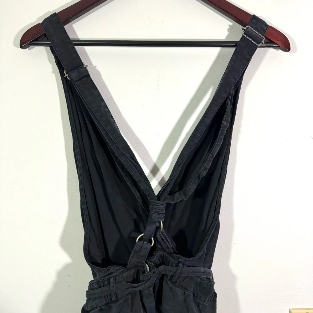 Anthropologie Elevenses Black Utility Wide Leg Cropped Overall Jumpsuit - Image 10