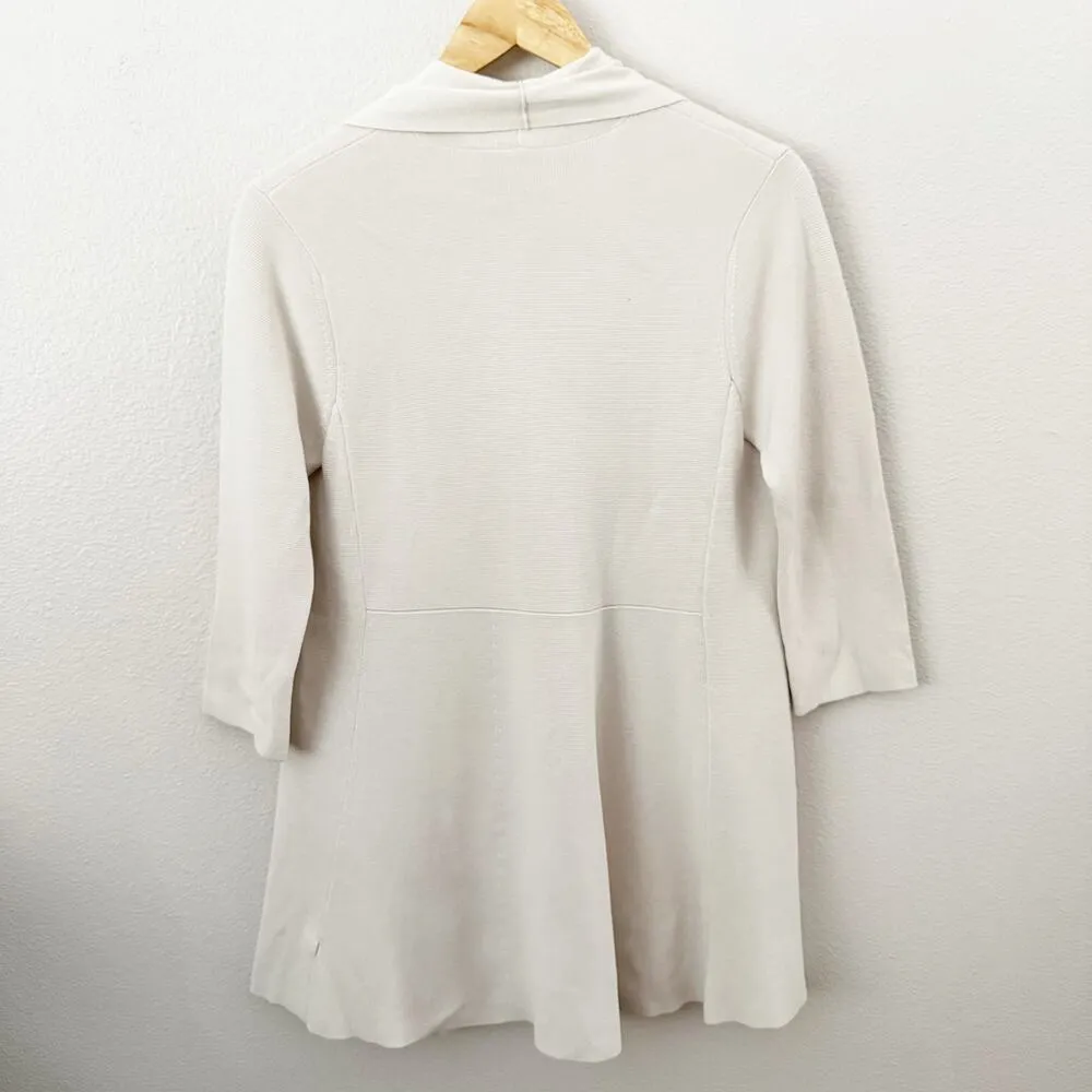 EILEEN FISHER | Silk Organic Cotton Interlock Cardigan Beige Cream | Size - Image 3