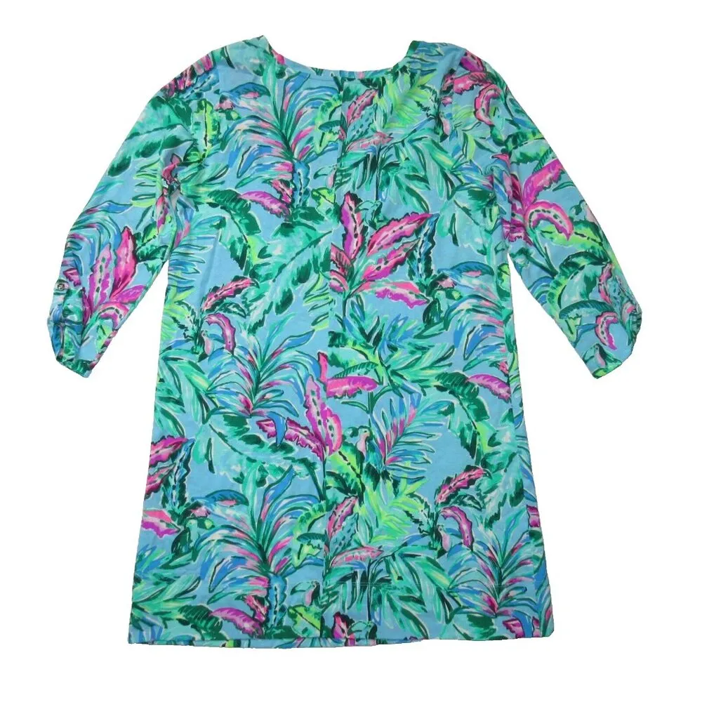 NWT Lilly Pulitzer Linen in Porto Blue In The Trees Pima Cotton T-shirt Dress L - Image 5