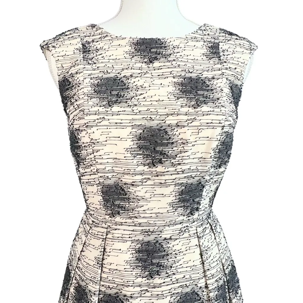 Carmen Marc Valvo Sleeveless Cocktail Dress 2 Fit & Flare Tan Black Old Money - Image 3