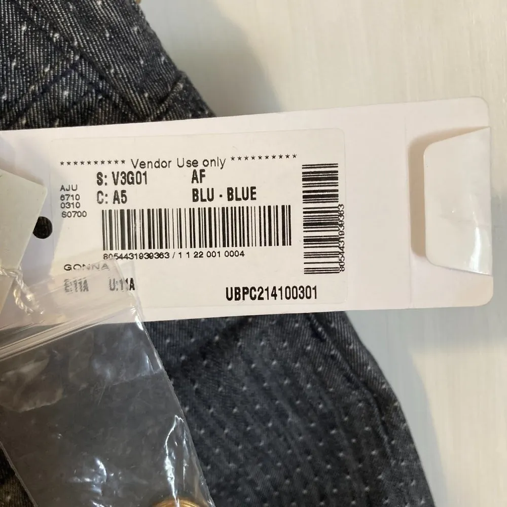 Armani Junior girls size 11a chain embellished blue gray denim mini skirt 26" W - Image 8