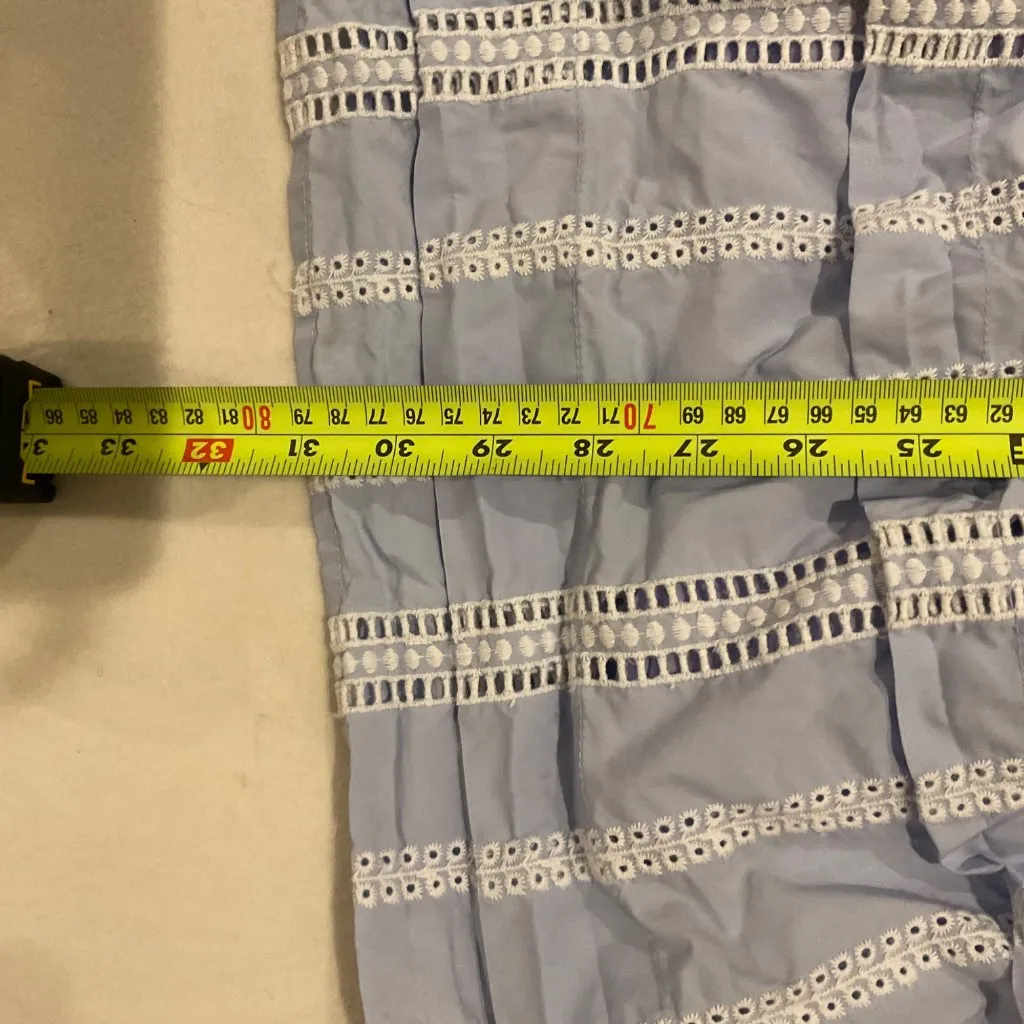 Maje square neck high waist blue cotton blend lace mini dress 3 bust36 maternity Size 4 - Image 9