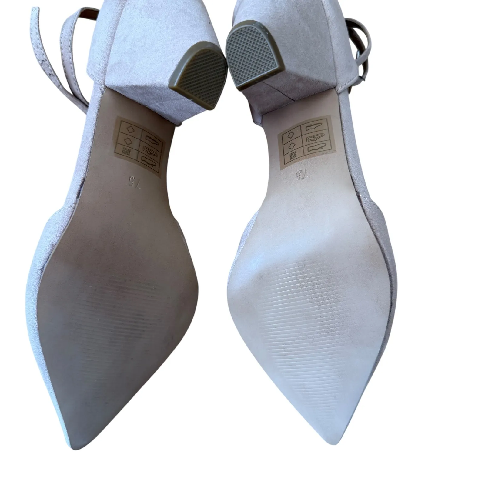 ASOS Design Beige Faux Suede Pointed Ankle Strap Block Heels Women's Size 7.5 Tan - Image 5