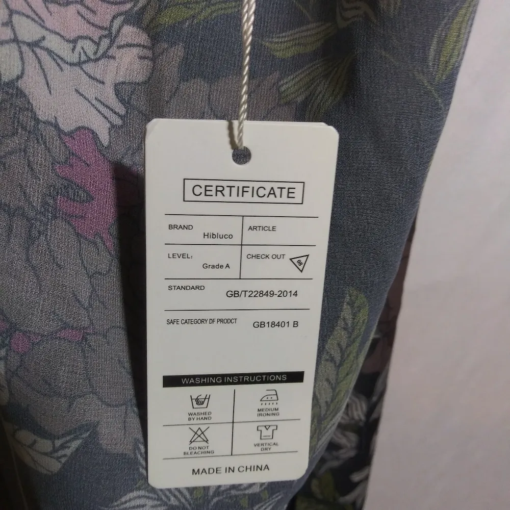 Hibluco Sheer Chiffon Black Floral Kimono Cardigan Long Swimwear Cover Up Sz 2XL - Image 8