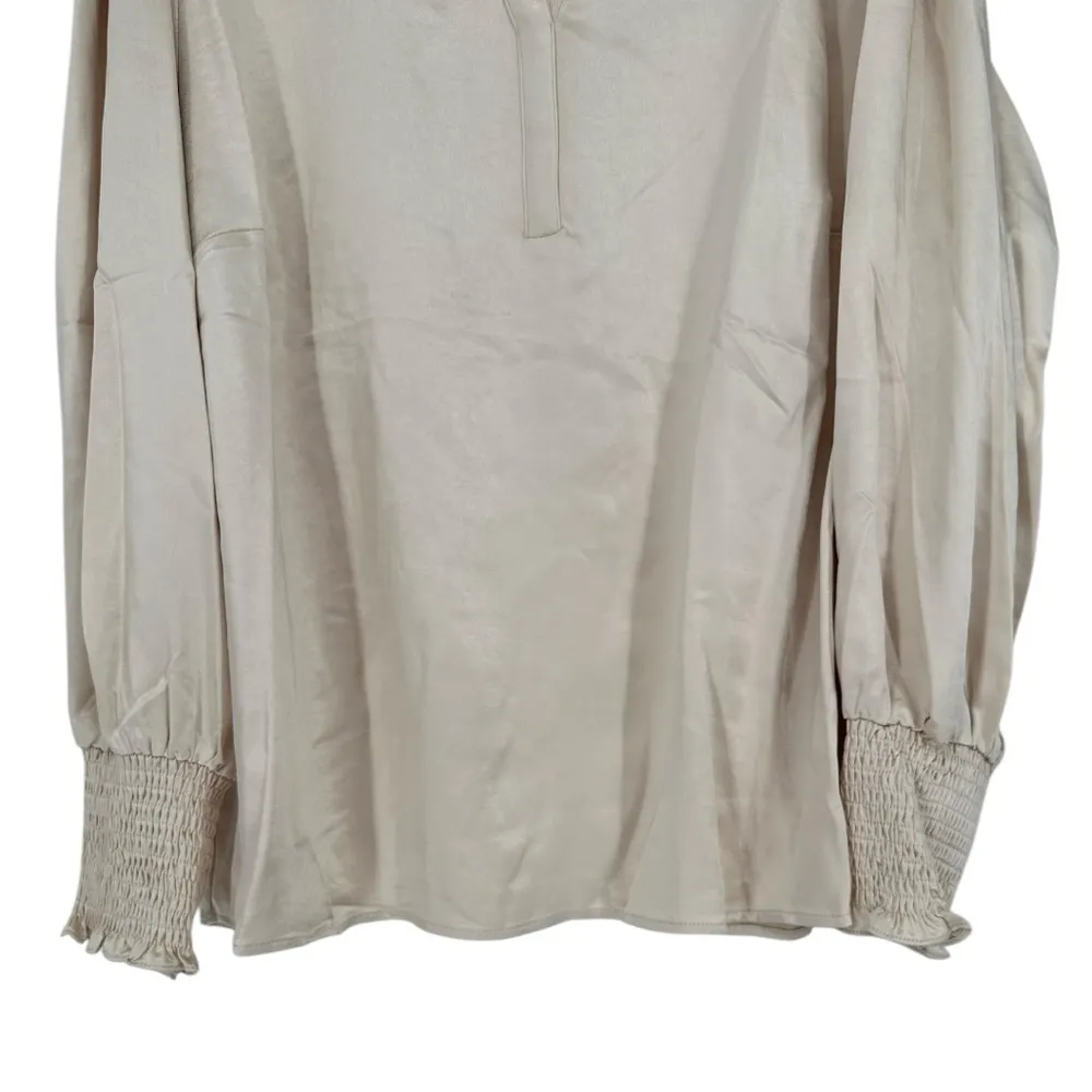 Sugarlips Henley Satin Long Sleeve Blouse 2X in Champagne NWT Cream Long Sleeve - Image 6