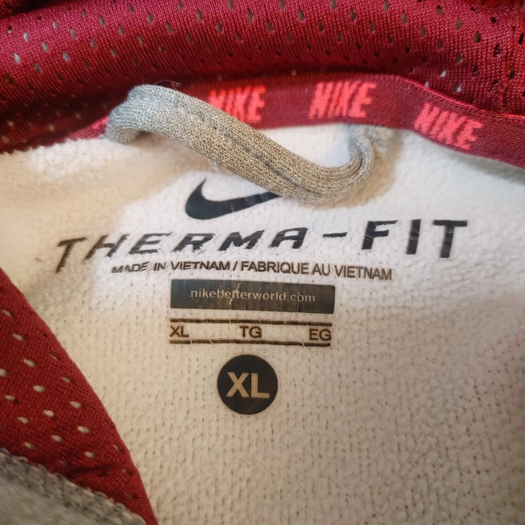 Nike Therma Fit XL Gray Hoodie Sweatshirt Pullover Fleece Crimson Pink Logo Grey - Image 13