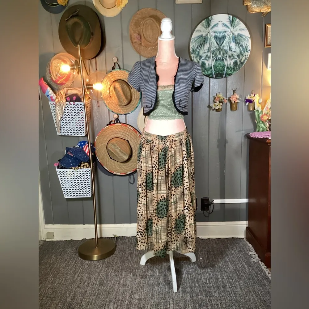 Vintage 90’s Kathie Lee Green & Tan Leopard Print Large Skirt - Image 7