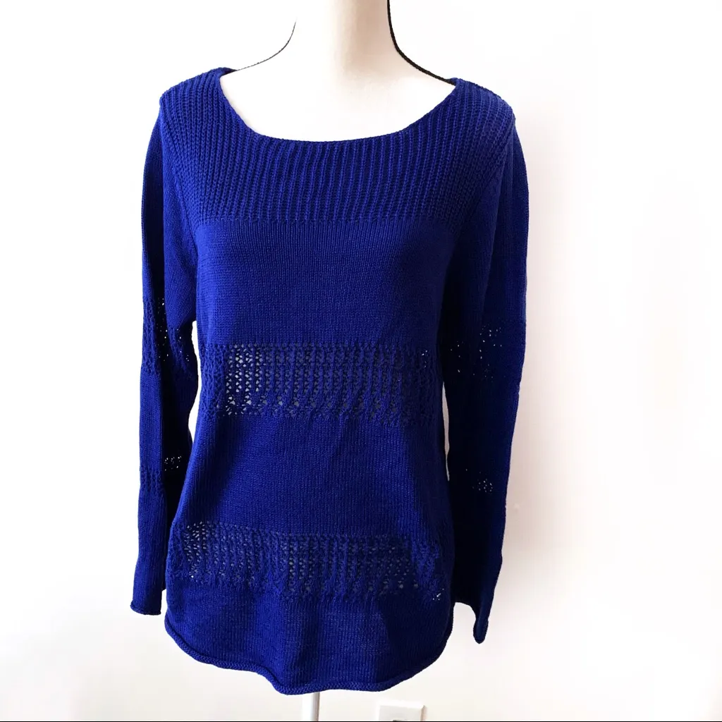 Chelsea & Theodore Royal Blue Cotton Blend Sweater Size XL - Image 5