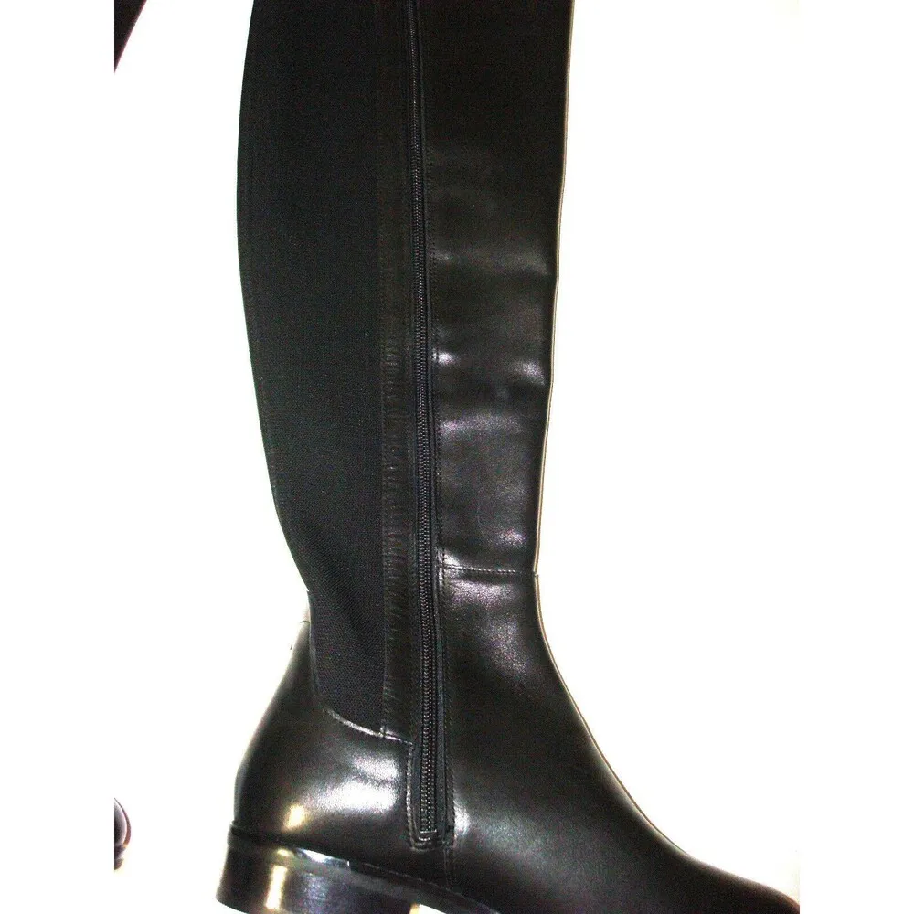 New $300 Black Womens 6.5 Cole Haan Leather Stretch Boots Tall Knee NWT Izzy - Image 4
