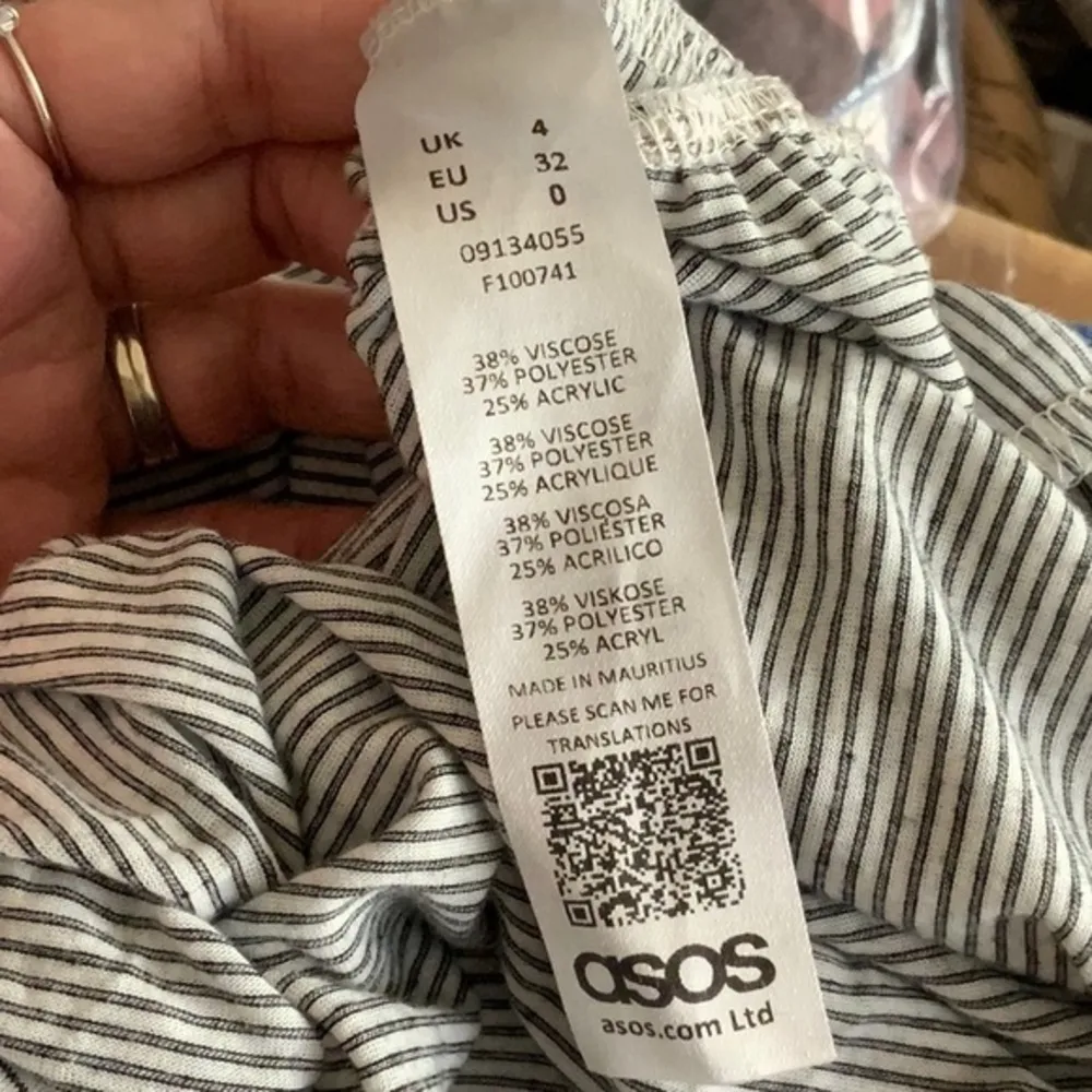 ASOS Striped Peplum Top Women’s Long Sleeve Casual Layering Shirt‎ Gray size 0 - Image 2